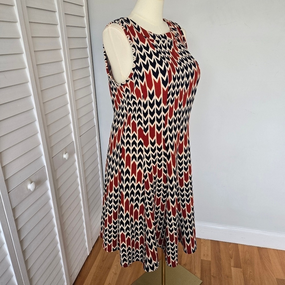 Hanni Geometric Print A-line Dress Size 2X Retro 70s Revival Flirty Eclectic Mod - Picture 4 of 9